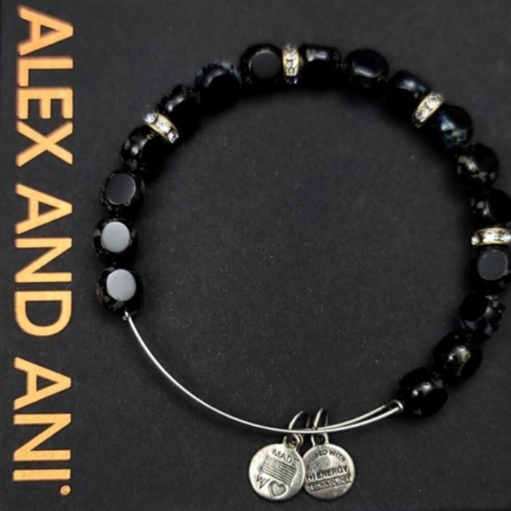 Alex and Ani Black Beaded Bracelet.  Like New.